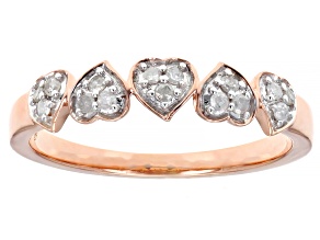 Pre-Owned White Diamond 14k Rose Gold Over Sterling Silver Heart Band Ring 0.15ctw