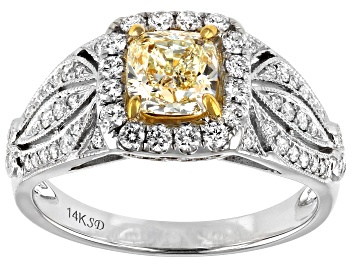 Picture of Pre-Owned Natural Yellow And White Diamond 14K White Gold Ring 1.44ctw