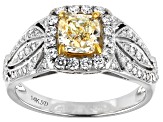 Pre-Owned Natural Yellow And White Diamond 14K White Gold Ring 1.44ctw