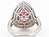 Pre-Owned Pink And White Cubic Zirconia Rhodium Over Sterling Silver Ring 9.59ctw