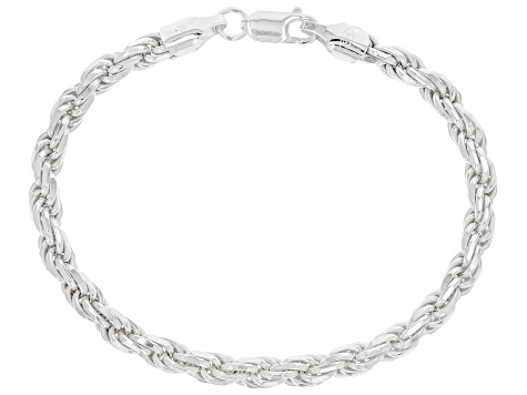 Pre-Owned Sterling Silver 5.7MM Diamond-Cut Rope Link Bracelet