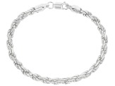Pre-Owned Sterling Silver 5.7MM Diamond-Cut Rope Link Bracelet