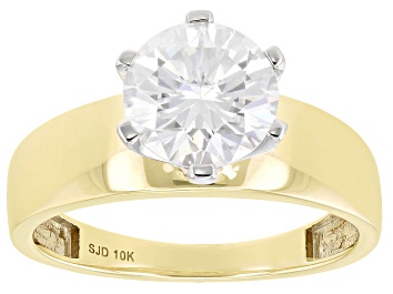 Picture of Pre-Owned Moissanite 10k Yellow Gold Solitaire Ring 1.90ct DEW