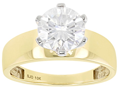 Pre-Owned Moissanite 10k Yellow Gold Solitaire Ring 1.90ct DEW