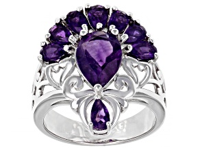 Pre-Owned Purple Amethyst Rhodium Over Sterling Silver Ring 2.92ctw