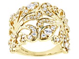 Pre-Owned White Cubic Zirconia 18K Yellow Gold Over Sterling Silver Ring 1.46ctw