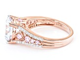 Pre-Owned White And Pink Cubic Zirconia 18k Rose Gold Over Sterling Silver Ring 7.26ctw