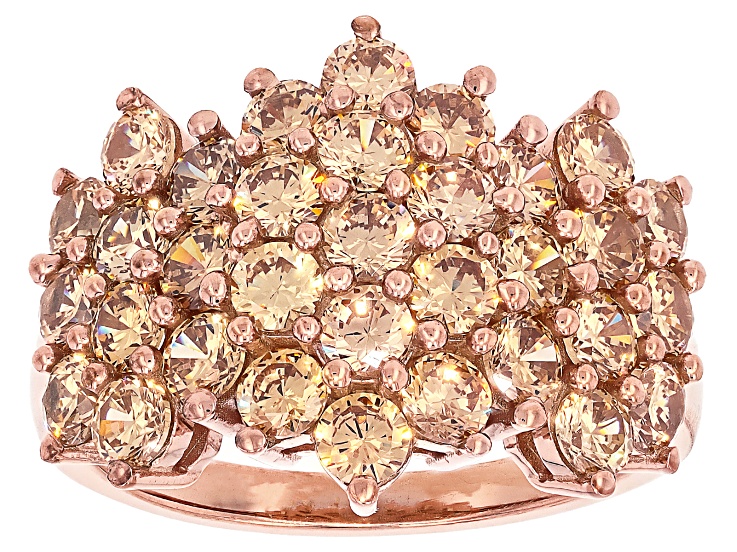 Pre-Owned Champagne Cubic Zirconia 18k Rose Gold Over