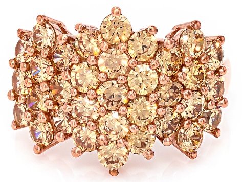 Pre-Owned Champagne Cubic Zirconia 18k Rose Gold Over