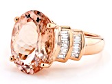 Pre-Owned Peach Morganite With White Diamonds 10k Rose Gold Ring 4.78ctw