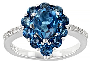 Pre-Owned Blue Topaz Rhodium Over Sterling Silver Ring 2.40ctw