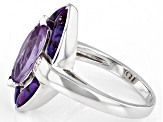 Pre-Owned Purple Marquise Amethyst Rhodium Over Sterling Silver Ring 1.52ctw