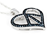 Pre-Owned Blue Diamond Rhodium Over Sterling Silver Heart Pendant with Chain 0.70ctw
