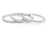 Pre-Owned White Diamond Rhodium Over Sterling Silver Set Of 3 Rings 0.33ctw