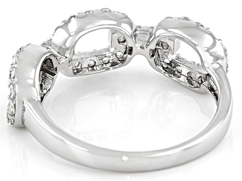 Pre-Owned White Lab Created Sapphire Rhodium Over Sterling Silver Ring 0.73ctw
