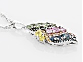Pre-Owned Multi-Color Sapphire Rhodium Over Silver Pendant with Chain 1.15ctw