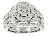 Pre-Owned White Diamond 10k White Gold Ring With A Matching Band 1.50ctw