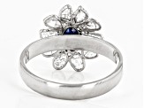 Pre-Owned Polki Diamond and Sapphire Sterling Silver Ring .54ct