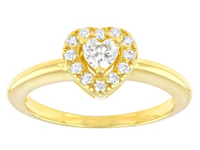 Pre-Owned Moissanite 14k yellow gold over silver heart shape promise ring .35ctw DEW