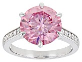 Pre-Owned Pink and colorless moissanite platineve ring 4.87ctw DEW