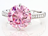 Pre-Owned Pink and colorless moissanite platineve ring 4.87ctw DEW