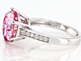 Pre-Owned Pink and colorless moissanite platineve ring 4.87ctw DEW