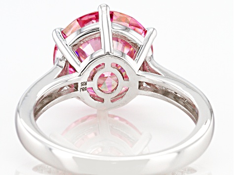 Pre-Owned Pink and colorless moissanite platineve ring 4.87ctw DEW