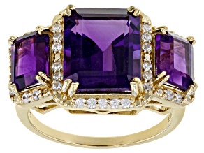 Pre-Owned Purple African Amethyst 18k Yellow Gold Over Sterling Silver Ring 5.91ctw