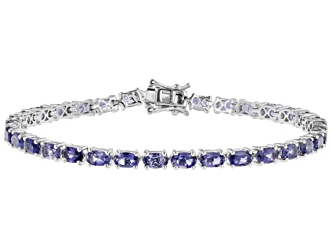 Pre-Owned Iolite Rhodium Over Sterling Silver Tennis Bracelet 7.40ctw