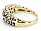 Pre-Owned Shades Of Champagne Diamond 10k Yellow Gold Wide Band Ring 0.95ctw