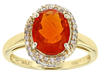 Picture of Pre-Owned Orange Mexican Fire Opal 10k Yellow Gold Ring 1.63ctw