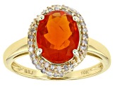 Pre-Owned Orange Mexican Fire Opal 10k Yellow Gold Ring 1.63ctw