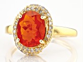 Pre-Owned Orange Mexican Fire Opal 10k Yellow Gold Ring 1.63ctw