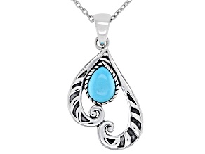 Pre-Owned Sleeping Beauty Turquoise Rhodium Over Silver Pendant with Chain