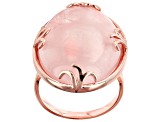 Pre-Owned Pink Rose Quartz 18k Rose Gold Over Sterling Silver Ring 30x20mm