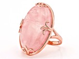 Pre-Owned Pink Rose Quartz 18k Rose Gold Over Sterling Silver Ring 30x20mm