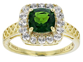 Pre-Owned Green Chrome Diopside 18k Yellow Gold Over Sterling Silver Ring 2.08ctw
