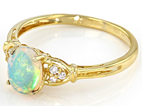 Pre-Owned White Ethiopian Opal 10k Yellow Gold Ring 0.61ctw