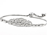 Pre-Owned White Zircon Rhodium Over Sterling Silver Bolo Bracelet 1.85ctw