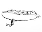 Pre-Owned White Zircon Rhodium Over Sterling Silver Bolo Bracelet 1.85ctw