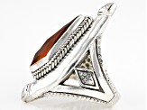 Pre-Owned Red Carnelian Sterling Silver Ring