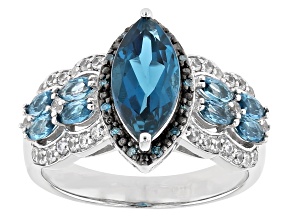 Pre-Owned London Blue Topaz Rhodium Over Silver Ring 2.99ctw