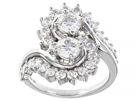 Pre-Owned Moissanite Platineve Bypass Ring 2.30ctw DEW.