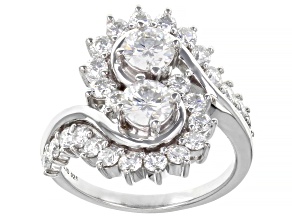 Pre-Owned Moissanite Platineve Bypass Ring 2.30ctw DEW.