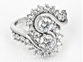Pre-Owned Moissanite Platineve Bypass Ring 2.30ctw DEW.