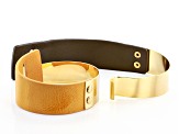 Pre-Owned Gold Tone And Imitation Leather Bracelet Set Of Two