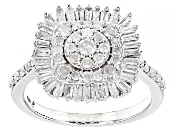 Picture of Pre-Owned White Diamond 10k White Gold Cluster Ring 1.00ctw