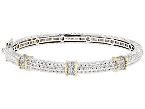 Pre-Owned White Cubic Zirconia Rhodium And 14K Yellow Gold Over Sterling Silver Bracelet 0.83ctw