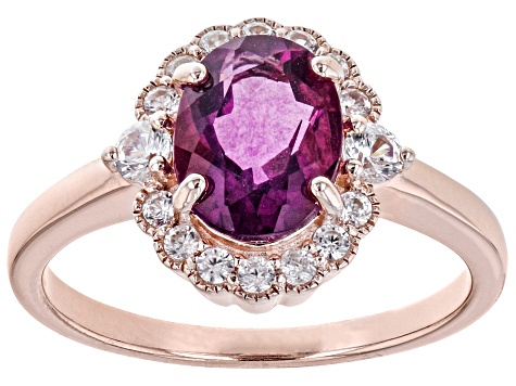 Pre-Owned Grape-Color Fluorite 18k Rose Gold Over Silver Ring 2.44ctw