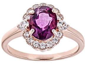 Pre-Owned Grape-Color Fluorite 18k Rose Gold Over Silver Ring 2.44ctw